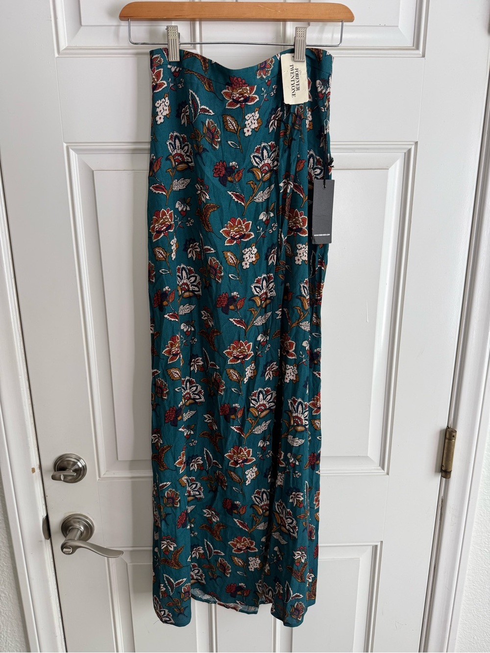 Forever 21 Teal Floral Maxi Skirt